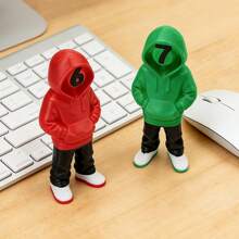 Tượng nhỏ mặc áo hoodie số 6 và 7, đồ sưu tầm phong cách đường phố châu Âu và Mỹ, tượng mini nghệ thuật, vật trang trí bàn làm việc sáng tạo, quà tặng trưng bày tại nhà/văn phòng. - Nhiều màu - Xem 4