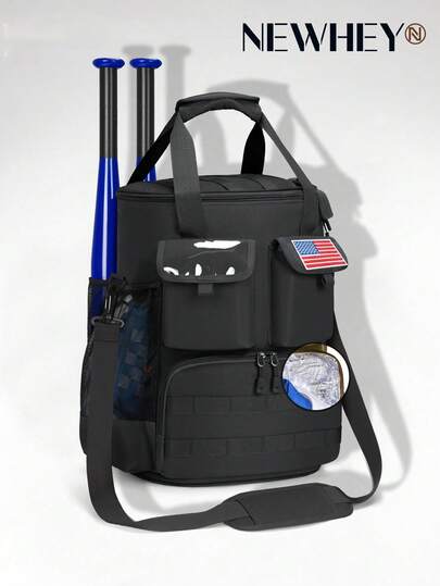 NEWHEY Baseball Bucket Bag Baseball Coaches Accessories Organizer With Insulation Pocket Tactical Softball Bag With Anti-Slip Bottom, Multiple Pockets For Bat, Gloves, Scoreboards