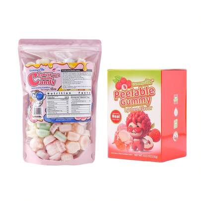 Gummy Glow [Dual Texture]12oz Fruity Wax Candy +8.11oz Lychee Peeling Gummy,Upgraded Edible Wax Candy,ASMR Stress Relief Treats, Perfect For Parties & Holiday Gifts.
