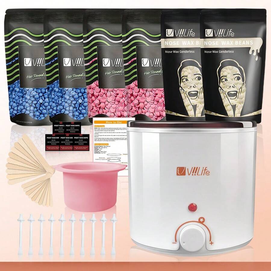 Viilife 小白罐脱毛蜡豆套装，身体护理套装。涂抹后撕除，即可拥有光滑肌肤。 - 彩色 - 查看 1