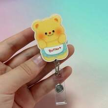 1 pieza Carrete retráctil para tarjeta de identificación con diseño de oso de dibujos animados de doctor, enfermera o maestro - Diseño alegre e interesante, resistente y duradero, hecho de acrílico resistente, adecuado para suministros de oficina, regalos de Navidad, accesorios para personal médico. - A - Ver 17