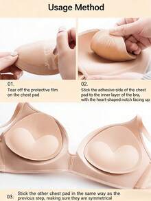 1/3对可水洗泳衣衬垫，运动文胸衬垫，加厚透气，可拆卸心形自粘文胸衬垫，加厚透气泡沫泳衣衬垫 - 杏色 - 查看 7