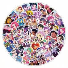 Hasbro Pamveon K-POP 女巫组合贴纸包，50+ 张可爱绿发角色和动漫角色防水乙烯基贴纸，卡哇伊贴纸，可用于水瓶、笔记本电脑、粉丝等。 - 隨機款式 - 查看 7