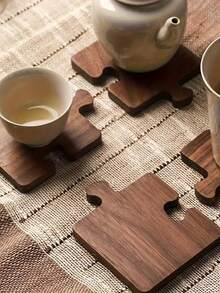 Bộ đế lót ly bằng gỗ kiểu cổ điển thiết kế phẳng 2D, có lớp đế cách nhiệt, thích hợp cho bàn làm việc văn phòng, quầy bar và trang trí nhà cửa, cần thiết cho các buổi họp mặt ngày lễ, phù hợp cho quán bar, văn phòng và nhà cửa, mọi dịp. - Nhiều màu - Xem 1