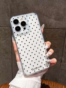 Black Polka Dot Anti-Drop Phone Case Compatible With IPhone 15 Pro Max/14/13/12/11/XS/XR/X 15 Plus/13 Pro Max/16/16 Pro Max/14 Plus 17/17 Pro Max, Fashionable Phone Protective Cover For Men And Women - Clear - View 4