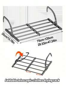 1pc Foldable Telescopic Metal Drying Rack, Radiator Drying Rack, Balcony Hanging Rack, No-Drill Wall-Mounted Carbon Steel Drying Rack, Thickened Load-Bearing Rust-Proof, Multi-Bar Partition Design, Can Hang Clothes, Clothes Hanger Rack, Suitable For Bay Window, Balcony Installation, One No-Drill Anti-Slip Stainless Steel Indoor/Outdoor Universal Radiator Drying Rack - Multicolor - View 14
