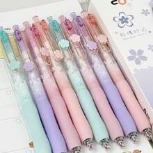 可爱樱花中性笔，柔和粉彩可伸缩圆珠笔，笔握柔软，0.5mm细笔尖，书写流畅，适用于日记、笔记、学习和办公用品，4支装，可爱文具，女孩必备 - 東米櫻花筆 - 查看 3