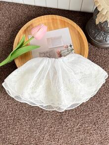 1pc Lace Scrunchie, Elastic Hair Tie Cute Everyday Versatile Fresh Coil Scrunchie, Ponytail Bun Coil Scrunchie - White - View 3