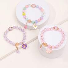 6-Piece Bohemian Lily Glass Bead Bracelet - Flower And Crystal Design, Suitable For Everyday And Party Occasions, All-Season Accessory, Daily Bracelet | Flower Bracelet | Glossy Surface - 6-piece Set - View 10