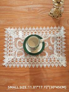 100% Polyester Embroidered Lace Table Runner, Tablecloth, Dresser Scarf, Suitable For Indoor/Outdoor, Kitchen, Living Room, Wedding, Party Decor, Multiple Sizes Available, All Season - White - View 6