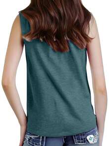 Leisure "Pray, Pray, Pray" Christian Faith Inspirational Graphic Print Tank Top - Women's Casual Teal Sleeveless Tank Top, Soft, Breathable Loose Fit Summer T-Shirt - Perfect For Easter, Church Events, Thanksgiving Christian Gifts Pure Cotton 2026 - 黑色 - 查看 10