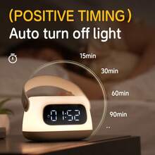 Alarm Clock With Adjustable Brightness Night Light, Snooze Function, Timer, 2000mAh Battery, Portable Design Suitable For Bedroom Bedside Lamp, Night Light Gift - Portable Alarm Clock (gray) - View 4