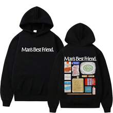 Sabrina Carpenter Man's Best Friend Object Hoodie Men Women Fashion Oversized Sweatshirt Tops Male Casual Popular Cotton Hoodies - 黑色 - 查看 1