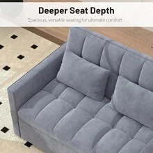 51.18" Velvet Convertible Sleeper Sofa,3-In-1 Loveseat Futon Sofa Bed With Adjustable Backrest For Living Room,Bedroom,Small Spaces,Grey - Xám - Xem 4