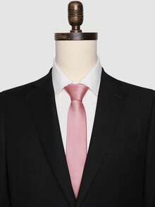 1 chiếc cà vạt nam màu hồng nhạt trơn, họa tiết sọc, thích hợp cho học sinh, vest, đi làm và mặc hàng ngày. - Bụi hồng - Xem 4