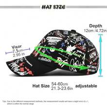Street Graffiti Baseball Cap Korean Trendy Printed Adjustable Hip-Hop Cap Stylish Youth Designer Hat for Men and Women - Ty98negro - Ver 4