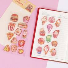 1 Set 3D Crystal Shaker Sticker, 3D Shaker Water Sticker With Glitter Decor | Includes Cute Desserts Like Ice Cream & Cake, Energetic Fast Food Like Burger & Fries, Refreshing Drinks Like Soda & Juice, Made Of Transparent Material - Multicolor - View 4