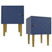(=WF290543AAB) Nightstand, Bedside Table, Side Table, Navy Blue, Sofa Table Suitable For Any Bed & Bedroom - H50/W35/D35 Cm - Blue - View 7