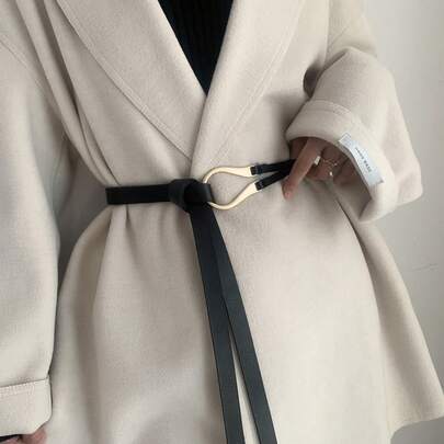 In-Stock Horseshoe Belt Women, No-Hole Required, Slim Waist Belt, Simple And Versatile, Fashionable Knotted Small Belt OY7E