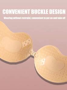 2pcs Seamless Invisible Lift Bra, Women's Backless Strapless Bra, Seamless Self-Adhesive Silicone Nipple Covers, Suitable For Wedding Dresses, Skin Color And Black, Reusable, Suitable For All Seasons - Multicolor - View 4