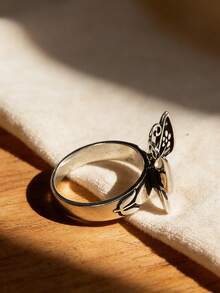 1件简约独特925纯银热销珐琅孤星州戒指轻盈缆绳链波西米亚风高端轻奢DIY吊坠女士精美珠宝情人节礼物JA - Mariposa Ring - 查看 3
