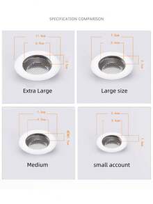 1pc Stainless Steel Sink Strainer, Kitchen Sink Drain Filter, Bathroom Floor Drain Cover - Silver - View 7