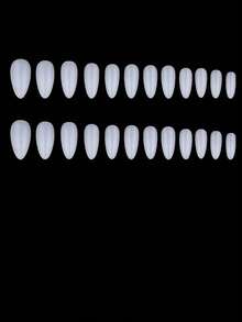 24pcs Almond Shaped Minimalist Elegant White Solid Color Nail Stickers, Soft Milky White Full Coverage Fake Nails Set, Includes 1 Sheet Of Nail Stickers And 1 Mini Nail File, Random Delivery - White - View 2