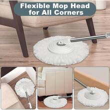 2026 Hot Spring Summer Popular Mop And Bucket With Wringer Set, Spin Mop And Bucket Floor Cleaning System, 61" Extended Long Handle Household Cleaning Tool With 6 Replacement Microfiber Refills, Wet & Dry Mop For Hardwood, Tile, Vinyl & All Hard Surfaces, Elegant White Color, Perfect For Home Kitchen Office Daily Use, Birthday Party, Holiday Cleaning & Ideal Festival Birthday Gift For Family, Friends, Homeowners - Xô lau nhà màu trắng + 6 đầu lau nhà - Xem 4