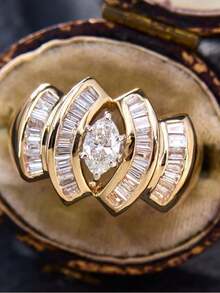 1 chiếc nhẫn nữ kiểu dáng retro sáng bóng, đính đá Cubic Zirconia tổng hợp, thích hợp cho tiệc tùng hoặc kỷ niệm, làm quà tặng sang trọng. - nhẫn - Xem 7
