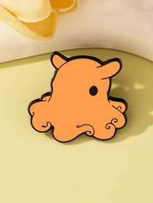 1个可爱柔软的卡通章鱼毛绒胸针，浅棕色，圆脸设计，卷曲的触手，可别在鞋子、包包、衣服上，深受成人和儿童喜爱 - 彩色 - 查看 2