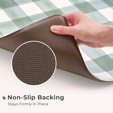 Modern Farmhouse Plaid 2 Piece Set Kitchen Mats for Floor Anti Fatigue Waterproof and Non-Skid Kitchen Rugs Cushioned Kitchen Mat for Standing Washable Comfort Desk Kitchen Runners - Verde salvia - Ver 7