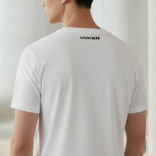 Men's 100% Cotton Voker Slim Fit Plain Basic Casual Everyday T-Shirt. Does Not Shrink Or Fade. - trắng - Xem 2