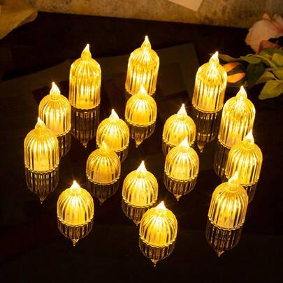 3/7/12pcs LED Candle Lights, Flameless LED Tea Lights With Warm Yellow Glow, Suitable For Holiday Decor, Christmas, Wedding And Home Decoration, Reusable Decorative Lights