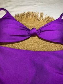 Trilobal Sport Bikini Set With Knot Top And Hot Pant Bottoms – Comfort And Style For Summer - Purple - View 4