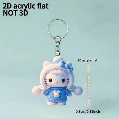 SANRIO 1 pieza, llavero acrílico 2D plano con elementos de hielo y nieve. Accesorio decorativo festivo para llave, llavero de coche, llavero para mochilas y carteras - Adecuado para regalos de cumpleaños, Navidad, Acción de Gracias y San Valentín. 2D plano.