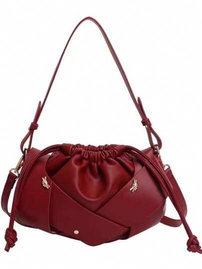 JW 2026 New Fashion Pleated Tote Bag, Vintage Casual Shoulder Bag, Large Capacity Woven Crossbody Bag, Suitable For Commuting, School, Travel, Shopping, Dating, Beach, Outdoor Activities, Festivals