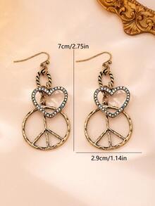 1 Pair Fashionable Bohemian Style Vintage Diamond Heart Earrings - Multicolor - View 2