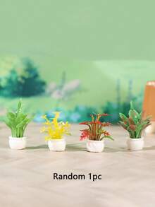 1件/4件迷你仿真盆栽植物，假花，玩具屋/童话屋DIY装饰，书房，桌面摆件，家居装饰，室内装饰，汽车装饰，ABS树脂摆件，礼品（颜色随机） - 迷你仿真花 - 查看 10