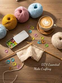 Multi-Color Metal Spiral Knitting Stitch Markers, Suitable For Crochet Clothing And Handicrafts, With Storage Box Included - Multicolor - View 2