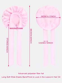 1 件女式 14 英寸直径蝴蝶结弹性丝绸头带、浴帽、发带发饰万圣节 - 藕粉色 - 查看 4