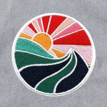 Wave & Sun, Aesthetic Colorful Ocean Patch, 7.62cm - Fully Embroidered Cool Iron/Sew On Patch For Personalized DIY Crafts, Clothing Decorations, Badges, Shoes, Hats, Bags, And Repairing Holes. Summer, School - 彩色 - 查看 4