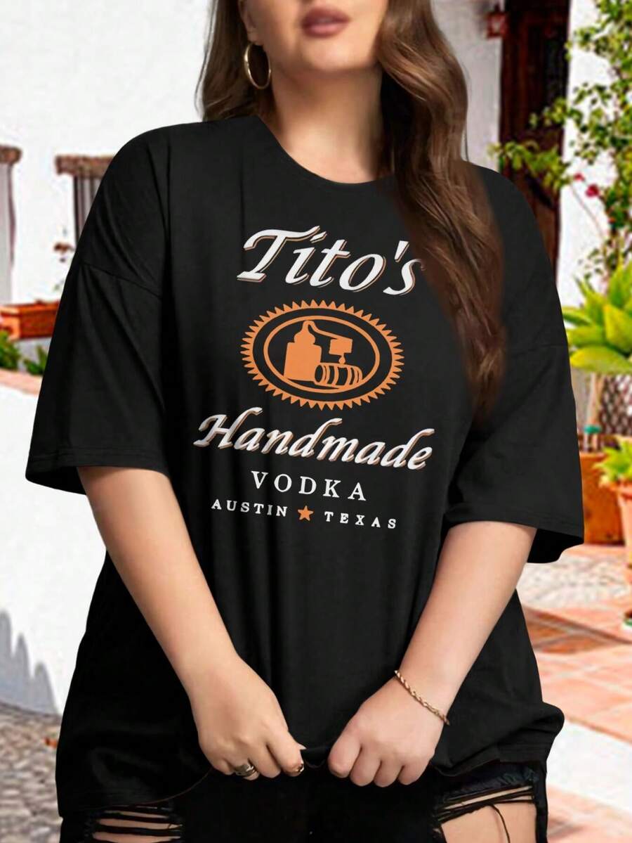 Titos Handmade Vodka Oversize TShirt For Women Alcohol Drink Party Yugoslavian - màu đen - Xem 1