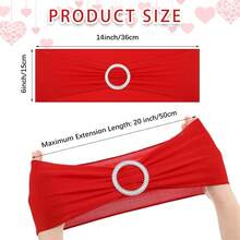 150 Pieces Spandex Stretch Chair Sashes Bows Elastic Chair Cover Bands Ties With Slider Wedding Party Reception Events Universal Ceremony Banquet Decorations (Gold) - Red - View 2