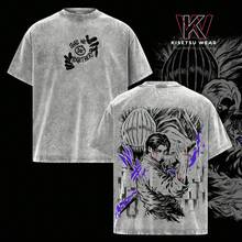 Yuta Okkotsu Vintage Washed Oversized-Shirt – Culling Game Graphic Tee, "Shall We Die Together" Anime Shirt, Soft Cotton Casual Streetwear, Unisex Top, JJK Fans - Màu Xám nhạt - Xem 1
