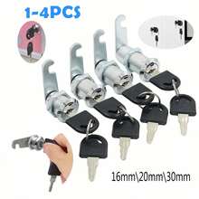 4pcs Drawer Lock Cylinder 16-20mm Cabinet Lock, Suitable For Metal Wardrobe, Employee Locker And Office Desk Drawer With Key Cam Lock - Durable Iron Structure, Non-Electric - Cabinet Lock - View 1