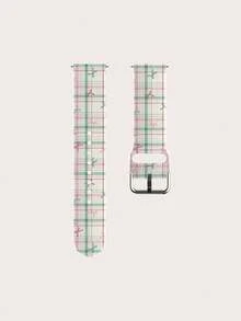 1pc Pink Plaid Bow + TPU Watch Band, Compatible With Apple Watch 38/40/41/42/43/44/45/49mm, Fits Universal 20mm, 22mm Strap - Multicolor - View 6