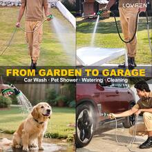 LOVFEN 25-150ft Metal Garden Hose Kit,Stainless Steel Heavy Duty Water Hose ,With 10 Function Nozzles,Flexible No-Kink, Pet-Proof, Puncture-Proof Rust-Proof For Yard, Outdoors - Metal Garden Hose - 查看 7