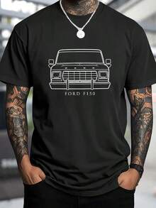 Camiseta de hombre con dibujo de camioneta clásica,estilo urbano y moderno.Diseño único y original para un look casual y con estilo.¡Ideal para regalar! - Negro - Ver 4