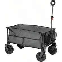 Carrito de Carga Plegable con Fondo De Malla, Fácil De Limpiar Todo Terreno, Gris, 102 kg de Capacidad, Ruedas 8 Pulgadas, 90.2 x 48 x 58.7 cm, para Camping, Jardín y Eventos - por defecto - Ver 2