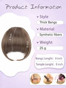 Clip In Bangs,Synthetic Hair For Women's , Wispy Fringe With Side Temples Hairpieces, Breathable & Easy-To-Wear Extensions For All Hair Types - Multicolor - View 2